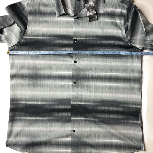 NWT Alfani Long Sleeve Button Up Sound Wave Dress Shirt XL Black Grey White - Picture 7 of 8